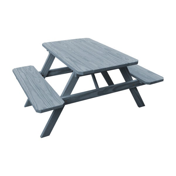 Spruce Economy Picnic Table with Attached Benches 4&#39; or 5&#39; Picnic Table 4ft / Gray Stain / Without Umbrella Hole