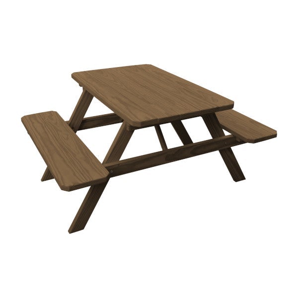 Spruce Economy Picnic Table with Attached Benches 4&#39; or 5&#39; Picnic Table 4ft / Mushroom Stain / Without Umbrella Hole