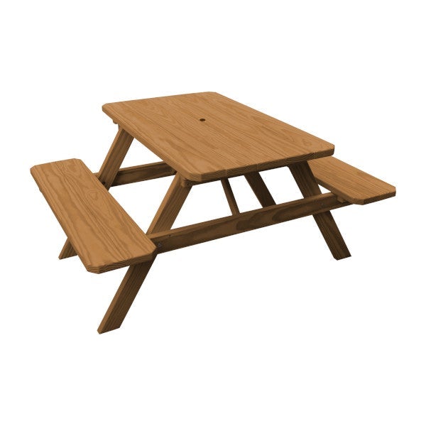 Spruce Picnic Table with Attached Benches Picnic Table 4ft / Charcoal Stain / Include Standard Size Umbrella Hole