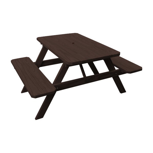 Spruce Picnic Table with Attached Benches Picnic Table 4ft / Walnut Stain / Include Standard Size Umbrella Hole