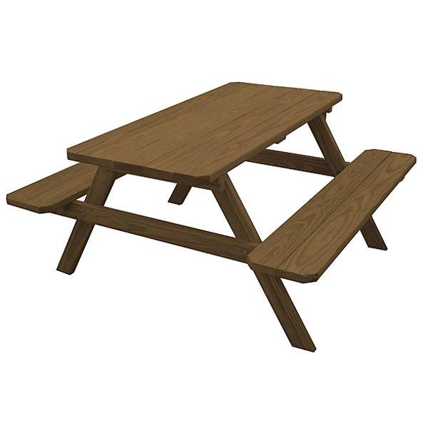 Spruce Picnic Table with Attached Benches Picnic Table 5ft / Mushroom Stain / Without Umbrella Hole