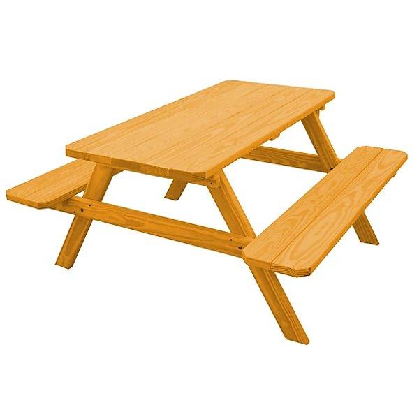 Spruce Picnic Table with Attached Benches Picnic Table 5ft / Natural Stain / Without Umbrella Hole