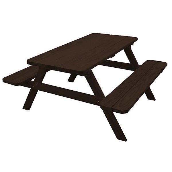 Spruce Picnic Table with Attached Benches Picnic Table 5ft / Walnut Stain / Without Umbrella Hole