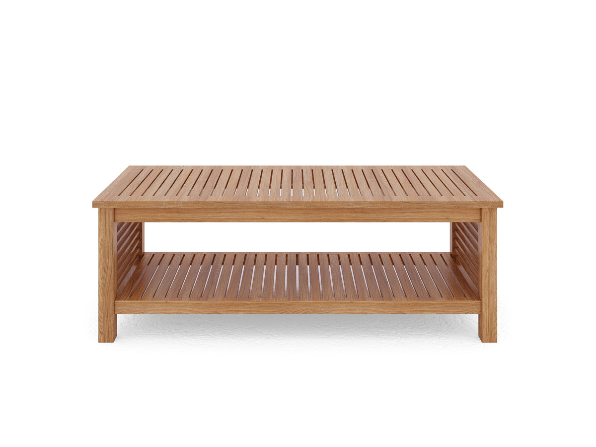 Sylvie Rectangular Teak Outdoor Coffee Table Dining Bench Set