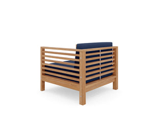 Sylvie Teak Outdoor Club Chair with Sunbrella Navy Cushion Outdoor Chair