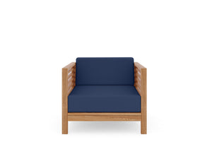 Sylvie Teak Outdoor Club Chair with Sunbrella Navy Cushion Outdoor Chair