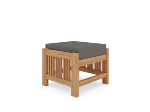 Sylvie Teak Outdoor Ottoman with Sunbrella Charcoal Cushion Ottoman