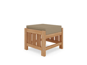 Sylvie Teak Outdoor Ottoman with Sunbrella Fawn Cushion Ottoman