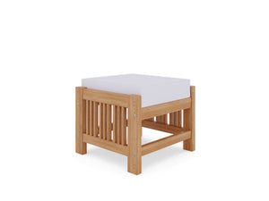 Sylvie Teak Outdoor Ottoman with Sunbrella White Cushion Ottoman