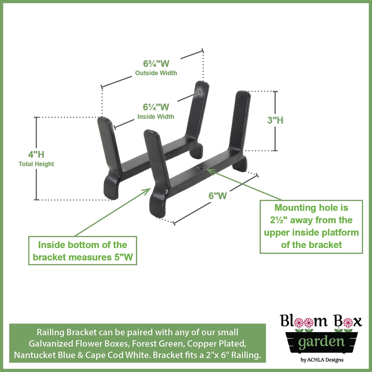 The Bloom Box Garden Growing Kits with Brackets for 2 x 6 Railings Flower Box Brackets