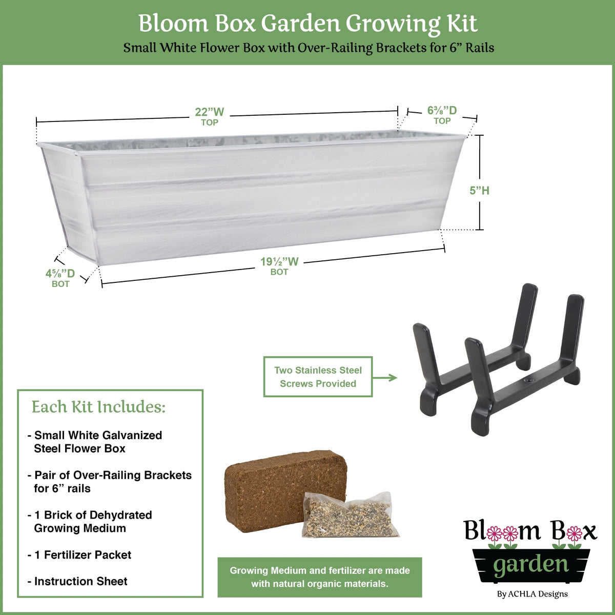 The Bloom Box Garden Growing Kits with Brackets for 2 x 6 Railings Flower Box Brackets