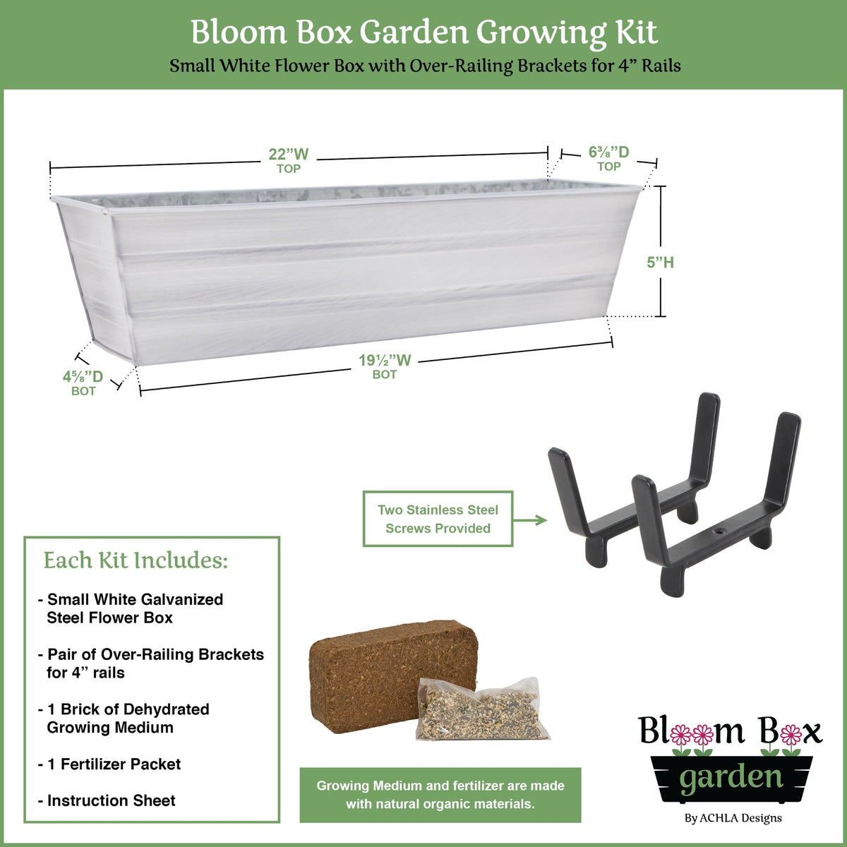 The Bloom Box Garden Growing Kits with Brackets for 2 x 6 Railings Flower Box Brackets