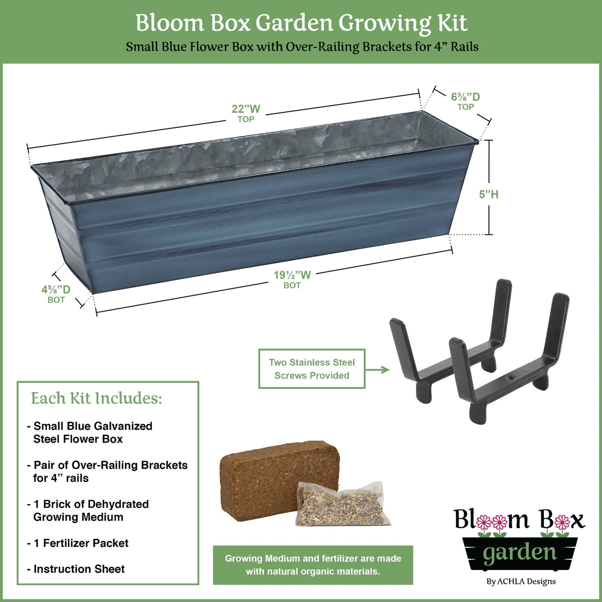 The Bloom Box Garden Growing Kits with Brackets for 2 x 6 Railings Flower Box Brackets