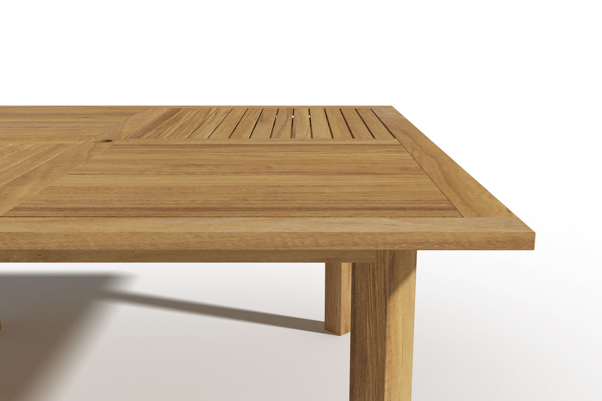 Theophile Square Teak Outdoor Dining Table with Umbrella Hole Outdoor Table