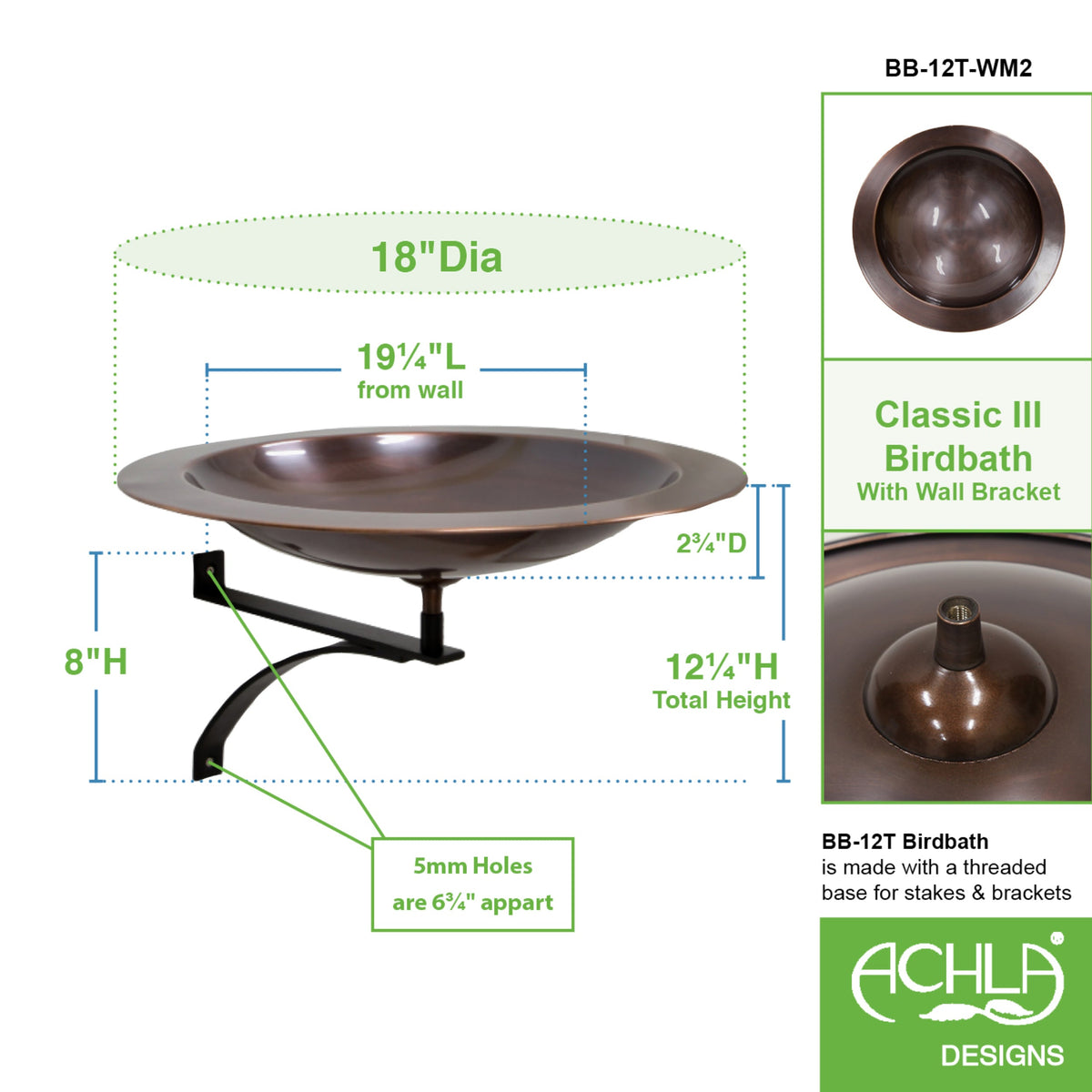 18&quot; Classic Copper Birdbath Birdbath