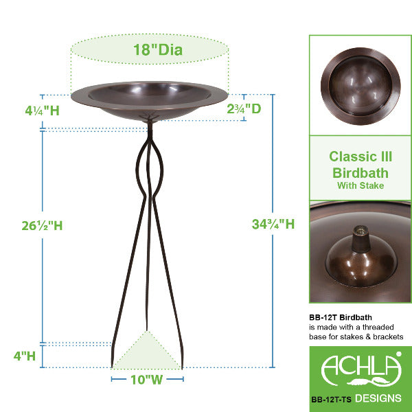 18&quot; Classic Copper Birdbath Birdbath