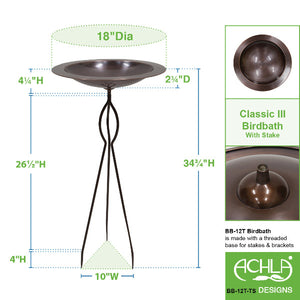 18" Classic Copper Birdbath Birdbath