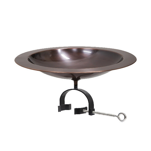 18&quot; Classic Copper Birdbath Birdbath Birdbath with Over Rail Bracket