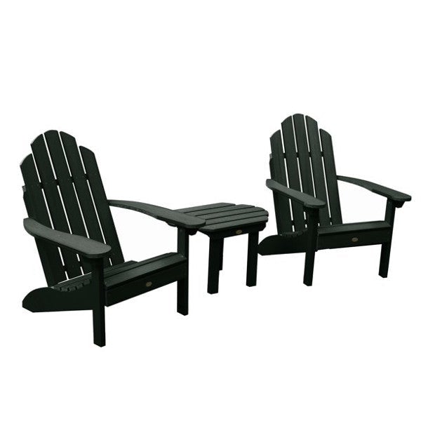 2 Classic Westport Adirondack Chairs with 1 Classic Westport Side Table Conversation Set Charleston Green
