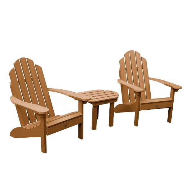 2 Classic Westport Adirondack Chairs with 1 Classic Westport Side Table Conversation Set Toffee