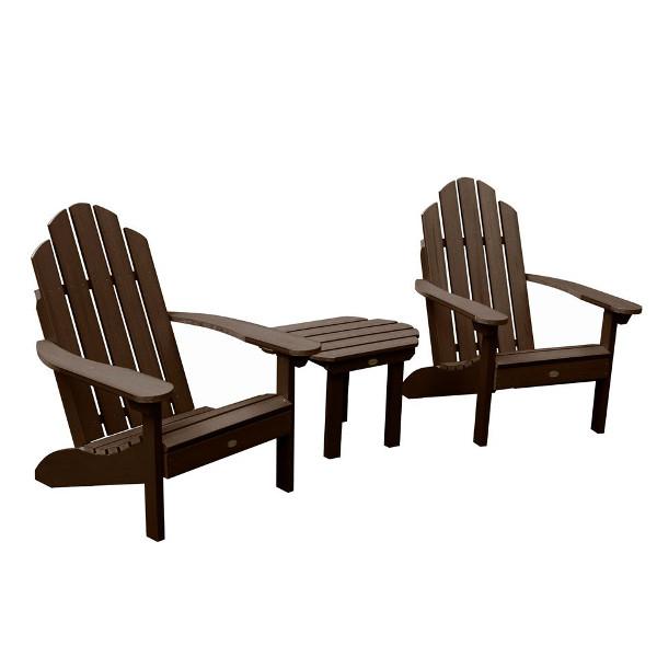 2 Classic Westport Adirondack Chairs with 1 Classic Westport Side Table Conversation Set Weathered Acorn