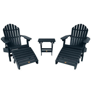 2 Hamilton Folding & Reclining Adirondack Chairs 2 Folding Ottomans 1 Folding Side Table Conversation Set Federal Blue