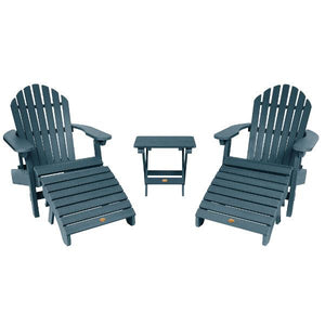 2 Hamilton Folding & Reclining Adirondack Chairs 2 Folding Ottomans 1 Folding Side Table Conversation Set Nantucket Blue