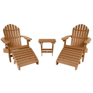 2 Hamilton Folding & Reclining Adirondack Chairs 2 Folding Ottomans 1 Folding Side Table Conversation Set Toffee