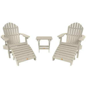 2 Hamilton Folding & Reclining Adirondack Chairs 2 Folding Ottomans 1 Folding Side Table Conversation Set Whitewash