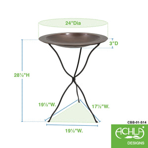 24" Classic Copper Birdbath with Ring Stand Birdbath