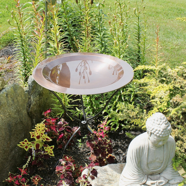 24&quot; Classic Copper Birdbath with Ring Stand Birdbath