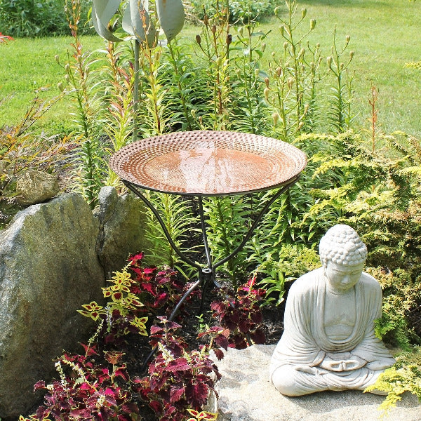 24&quot; Hammered Copper Birdbath with Ring Stand Birdbath