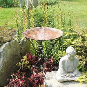 24" Hammered Copper Birdbath with Ring Stand Birdbath