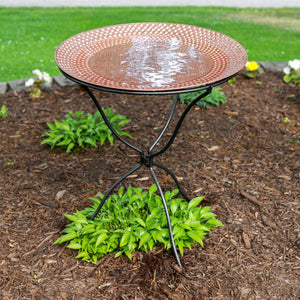 24" Hammered Copper Birdbath with Ring Stand Birdbath