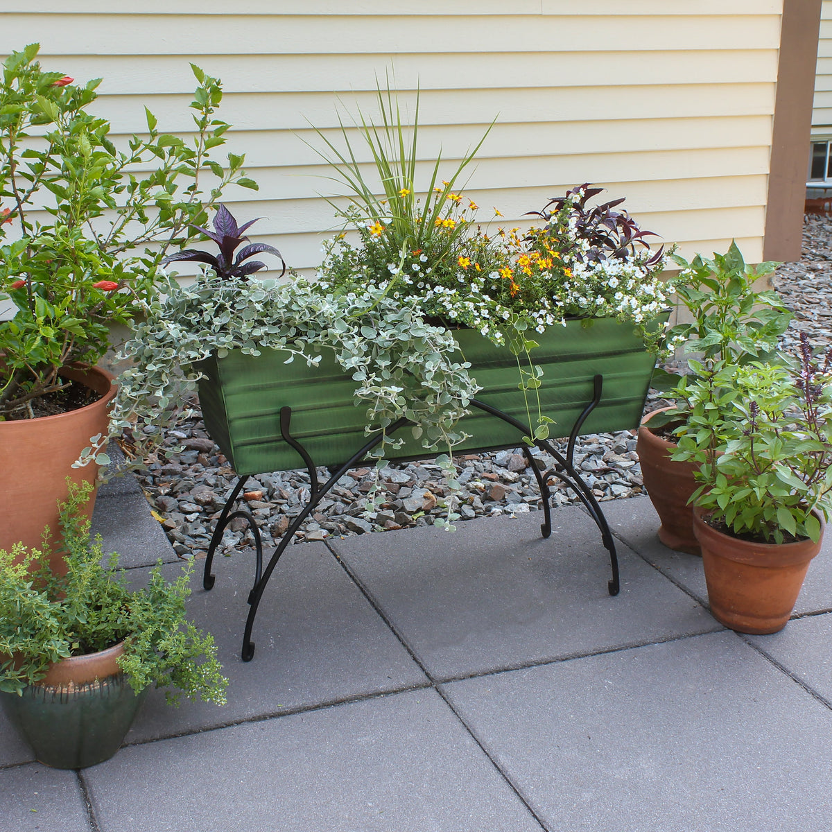 36&quot; Green Flower Box with Bella Stand Flower Box