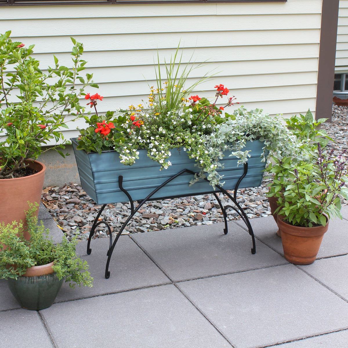 36&quot; Green Flower Box with Bella Stand Flower Box