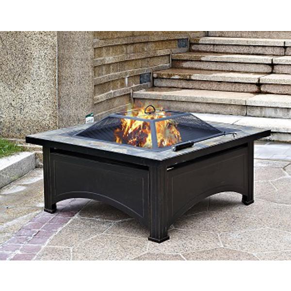 36-Inch Square Slate Top Wood Burning Fire Pit Fire Pits