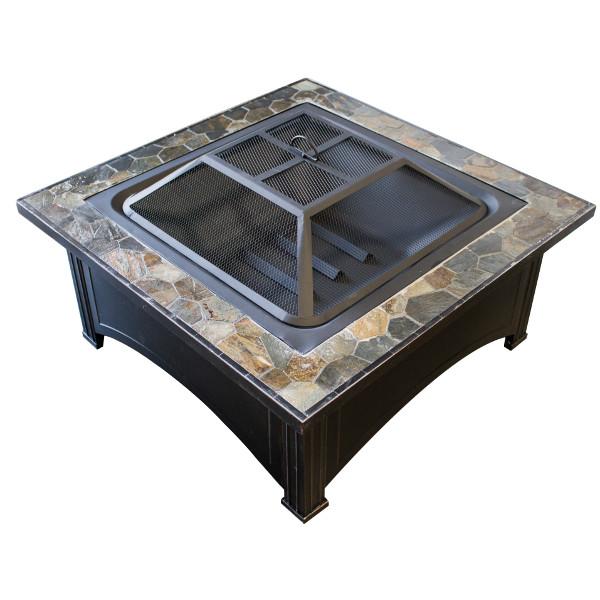 Hiland Square Slate Top Wood Burning Fire Pit Hiland Square Slate Top Wood Burning Fire Pit