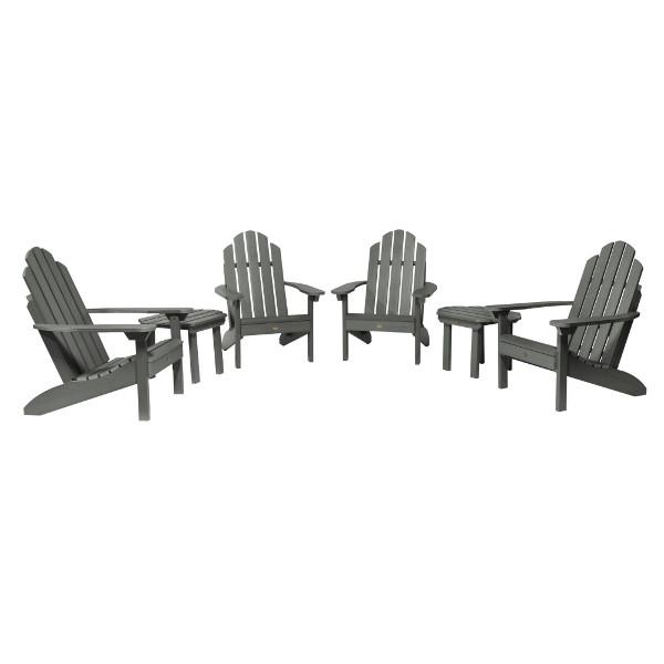 4 Classic Westport Adirondack Chairs with 2 Classic Westport Side Tables Conversation Set Coastal Teak