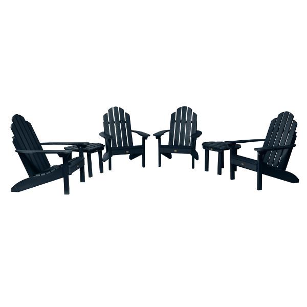 4 Classic Westport Adirondack Chairs with 2 Classic Westport Side Tables Conversation Set Federal Blue