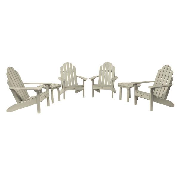 4 Classic Westport Adirondack Chairs with 2 Classic Westport Side Tables Conversation Set Whitewash