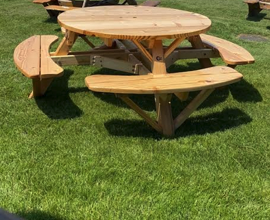 56 in. Round Picnic Table Set Picnic Table / round wooden picnic table