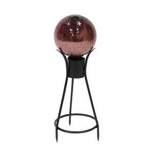 6" Crackle Glass Gazing Globe with Stand Globe Ball Stand