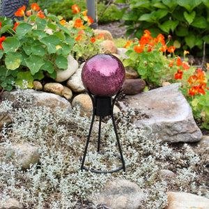 6" Crackle Glass Gazing Globe with Stand Globe Ball Stand