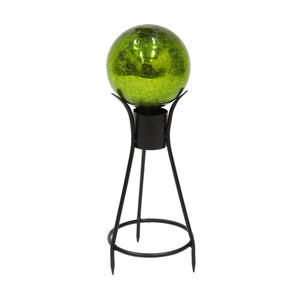 6" Crackle Glass Gazing Globe with Stand Globe Ball Stand 6 inch / Fern Green