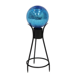 6" Crackle Glass Gazing Globe with Stand Globe Ball Stand 6 inch / Teal