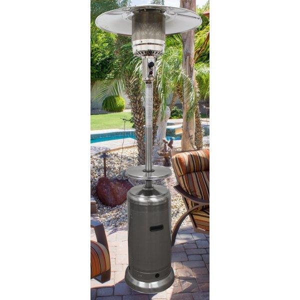 87&quot; Tall Outdoor Patio Heater with Metal Table in Stainless Steel Patio Heater