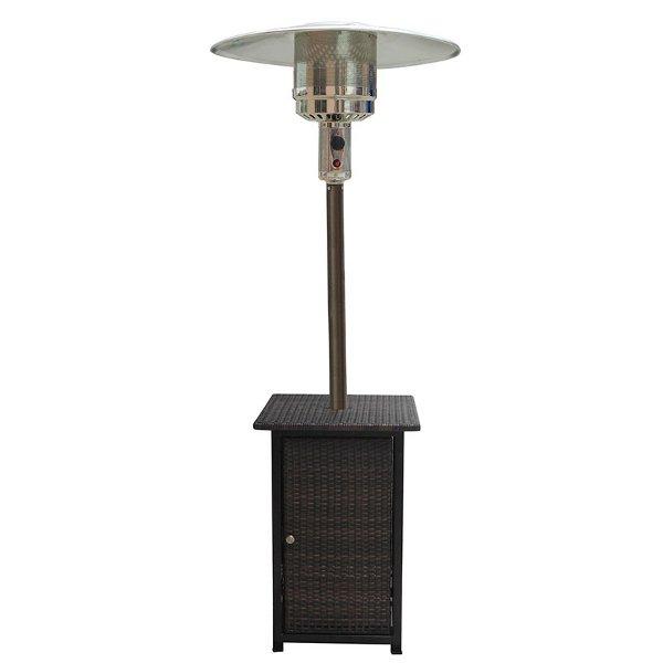 87&quot; Tall Square Wicker Outdoor Patio Heater With table- Resin Wicker Patio Heater