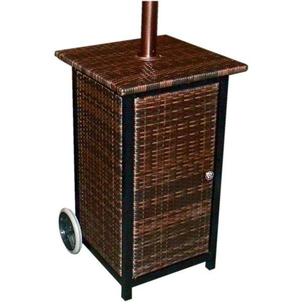 87&quot; Tall Square Wicker Outdoor Patio Heater With table- Resin Wicker Patio Heater