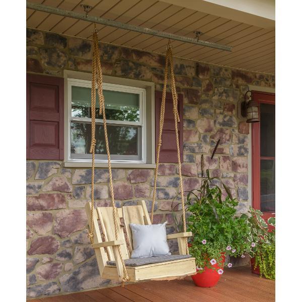 A &amp; L Furniture 2ft Timberland Chair Swing with Rope Porch Swings Unfinished